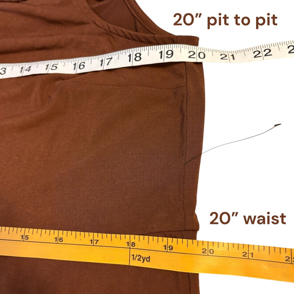 ELOQUII On or Off Shoulder Brown Maxi Dress Ruched Stretch Knit, Plus 18 - Picture 6 of 16